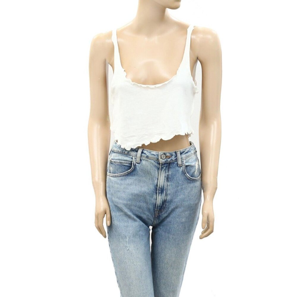 Free People Endless Summer Tank Cropped Blouse Top Cotton Ivory Beach L